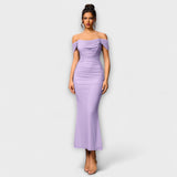 Ione - Šaty Bodycon s odhalenými ramenami a riasením