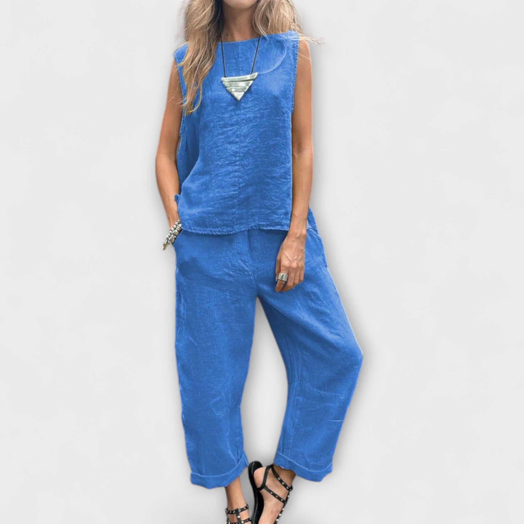 Jennifer - Uvoľnený outfit z bavlny a ľanu