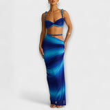 Jane - Štýlový gradient vrkoč crop top a overskirt duo