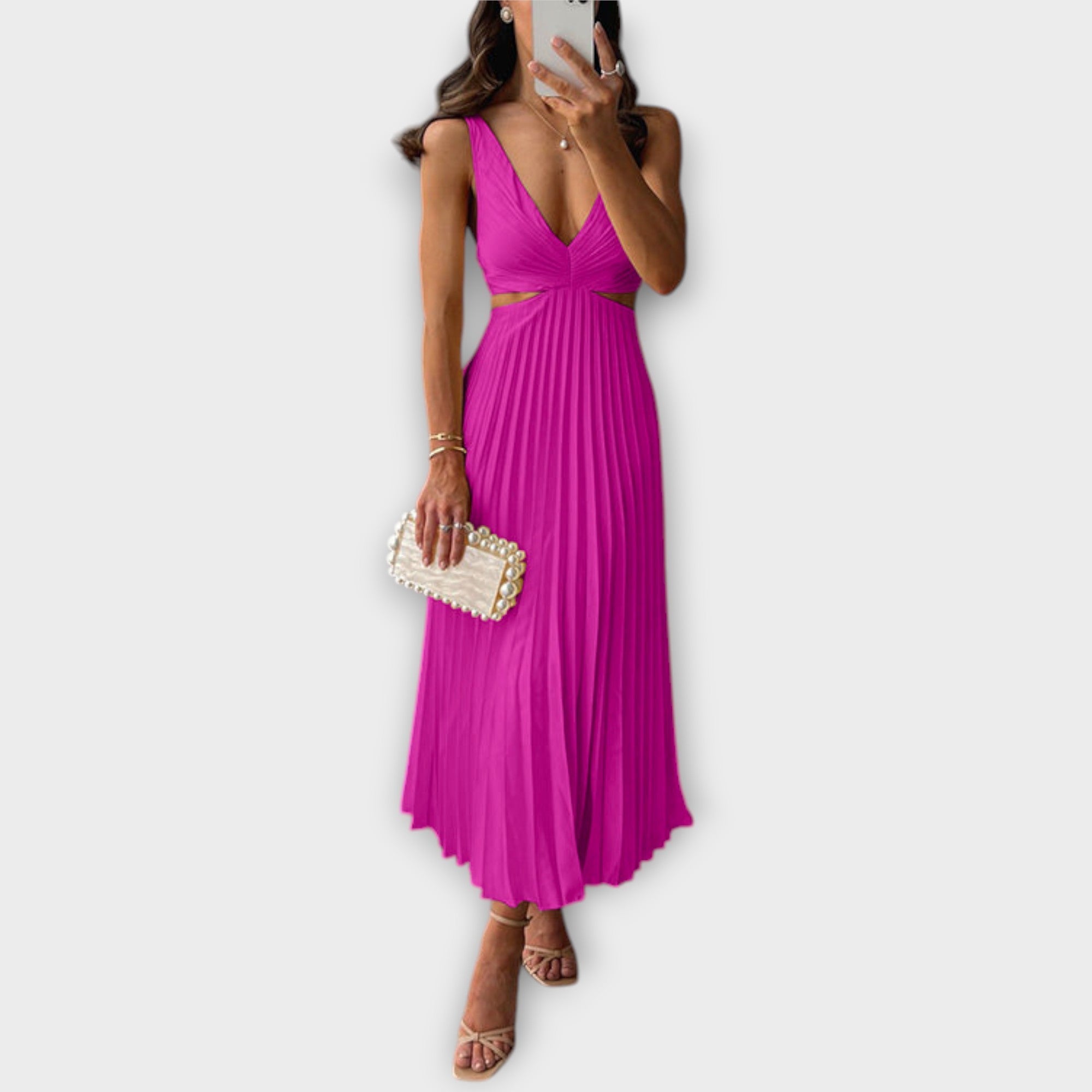 Ziara™ | Elegantné midi večerné šaty s plisovaním