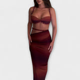 Jane - Štýlový gradient vrkoč crop top a overskirt duo