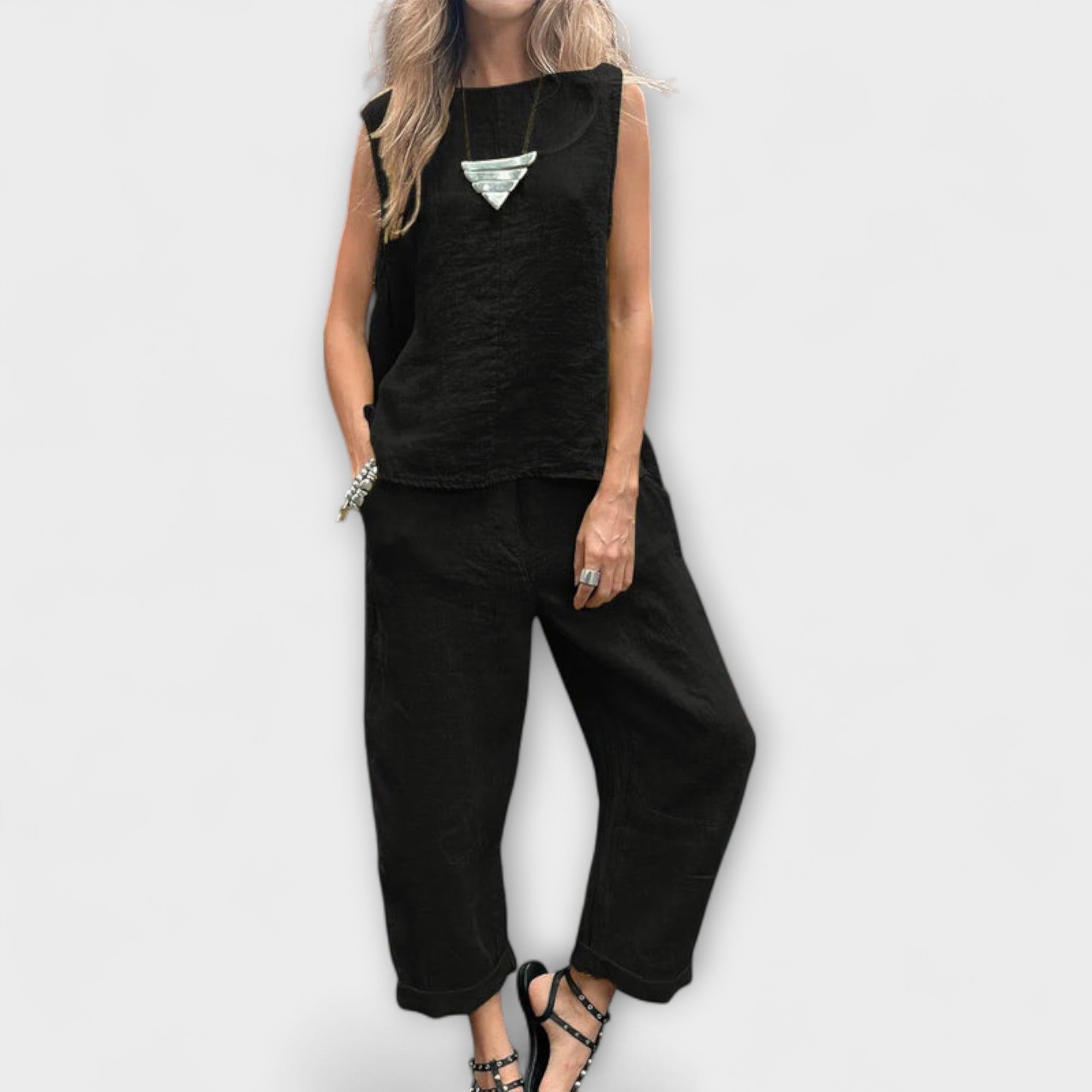 Jennifer - Uvoľnený outfit z bavlny a ľanu