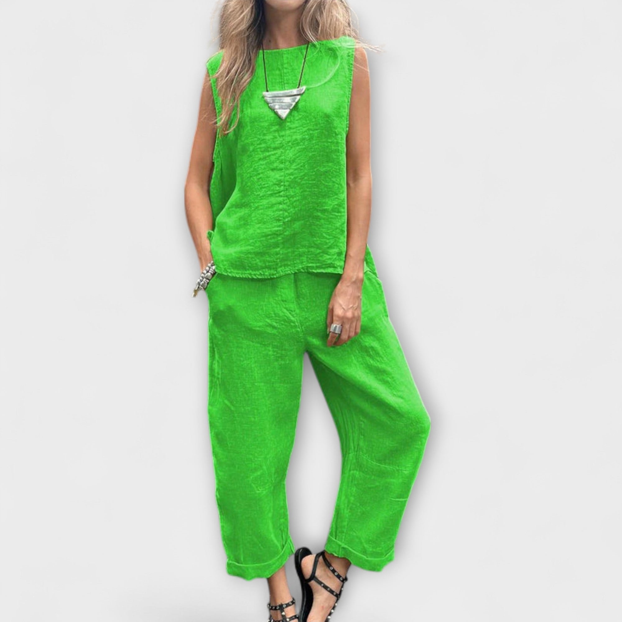 Jennifer - Uvoľnený outfit z bavlny a ľanu