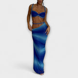 Jane - Štýlový gradient vrkoč crop top a overskirt duo