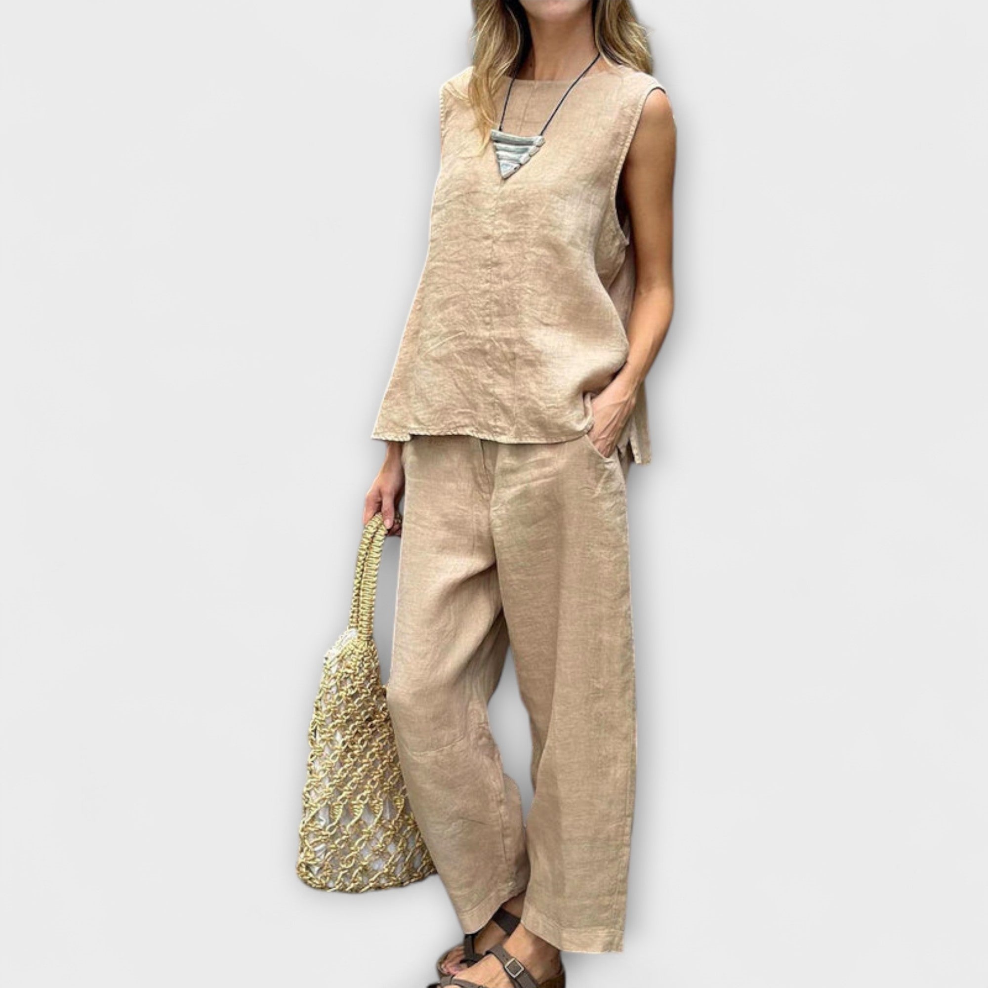 Jennifer - Uvoľnený outfit z bavlny a ľanu