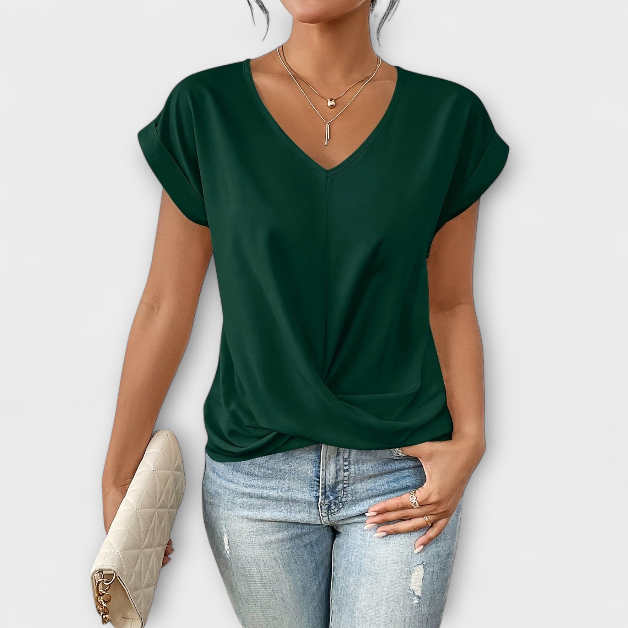 Eloise - Top s V-výstrihom a detailom gombíka