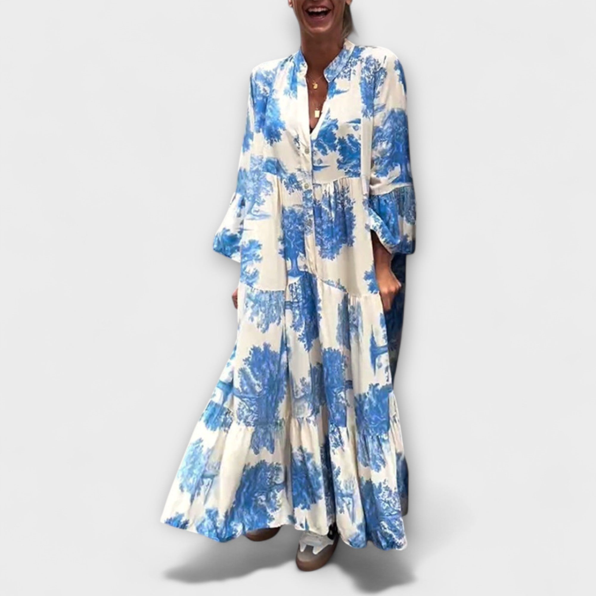 Nerina - Elegantné Kvetinové Maxi Šaty