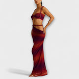 Jane - Štýlový gradient vrkoč crop top a overskirt duo