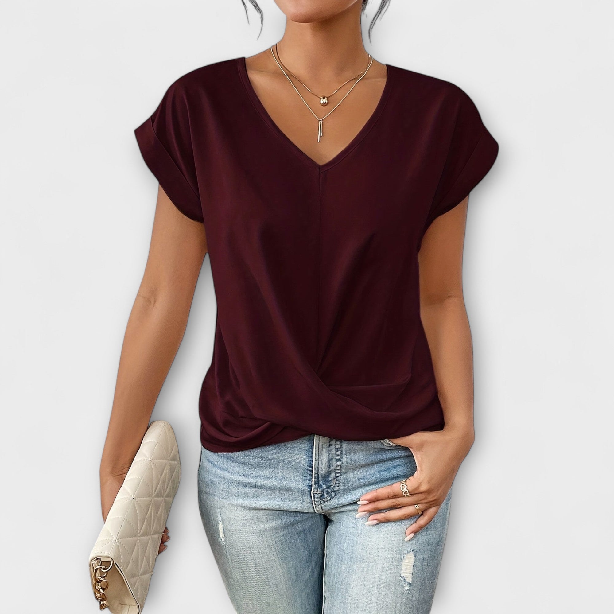 Eloise - Top s V-výstrihom a detailom gombíka