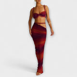 Jane - Štýlový gradient vrkoč crop top a overskirt duo