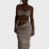 Jane - Štýlový gradient vrkoč crop top a overskirt duo