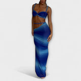 Jane - Štýlový gradient vrkoč crop top a overskirt duo