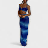 Jane - Štýlový gradient vrkoč crop top a overskirt duo