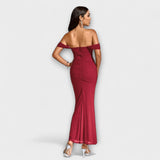 Ione - Šaty Bodycon s odhalenými ramenami a riasením