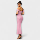 Ione - Šaty Bodycon s odhalenými ramenami a riasením