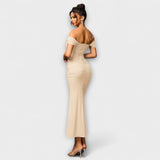 Ione - Šaty Bodycon s odhalenými ramenami a riasením