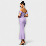 Ione - Šaty Bodycon s odhalenými ramenami a riasením