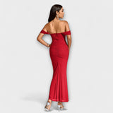 Ione - Šaty Bodycon s odhalenými ramenami a riasením