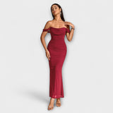 Ione - Šaty Bodycon s odhalenými ramenami a riasením