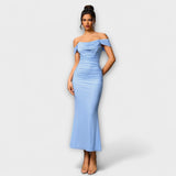 Ione - Šaty Bodycon s odhalenými ramenami a riasením