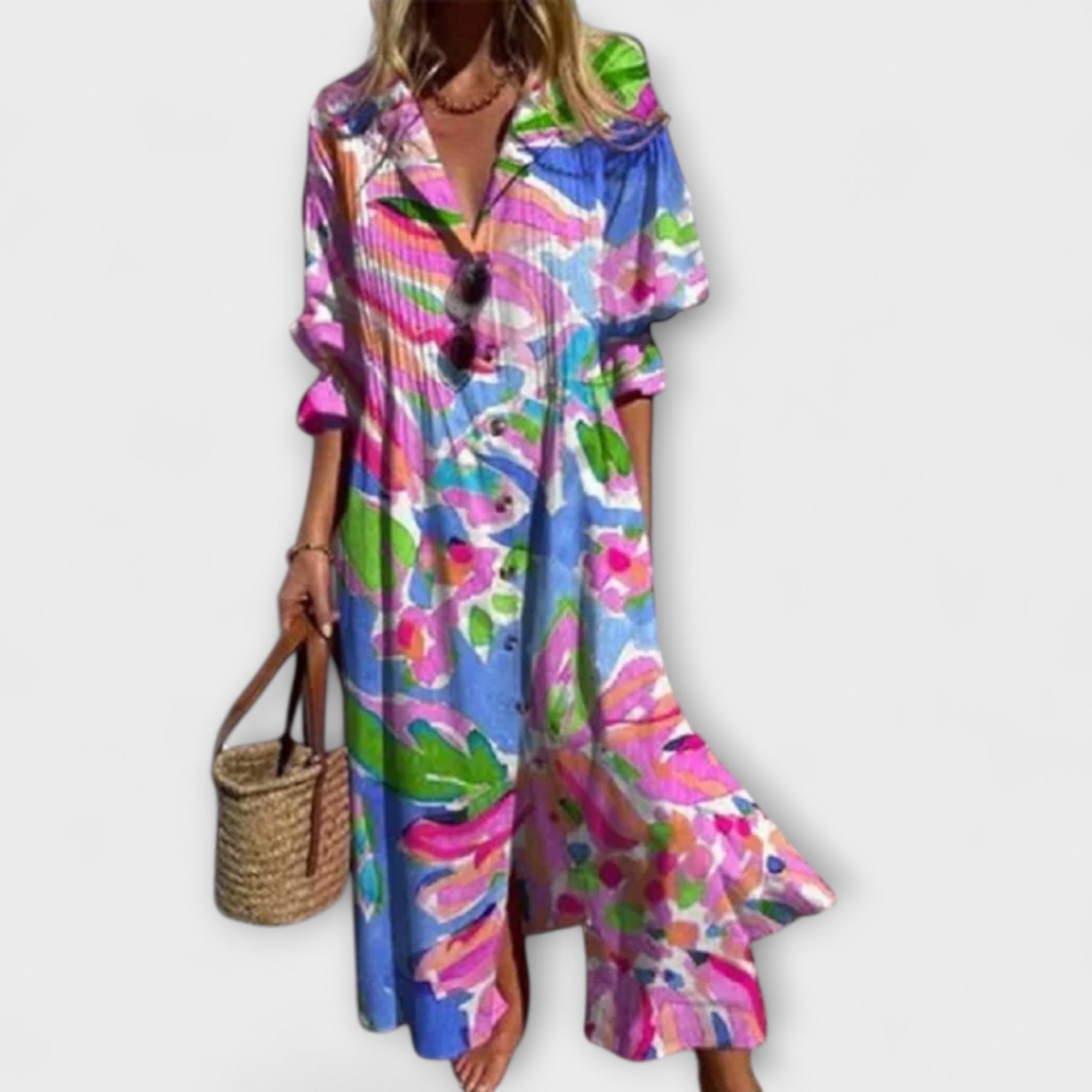 Lila - Pôsobivé maxikleid s pokrytím brucha