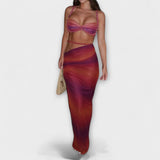 Jane - Štýlový gradient vrkoč crop top a overskirt duo