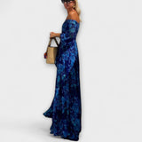 Juniper - Kvetinové off-shoulder smockované maxikabát pre dovolenku