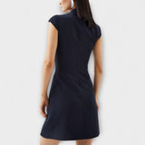 Elowen - Patchwork minidress inšpirované vojenským štýlom s vysokým golierom