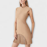 Elowen - Patchwork minidress inšpirované vojenským štýlom s vysokým golierom