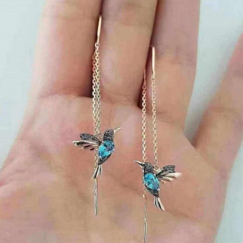 Kolibríkové náušnice s glazúrou a zirkónmi