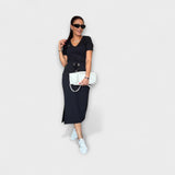 Danielle - Elegantný top s V-výstrihom a sukňou
