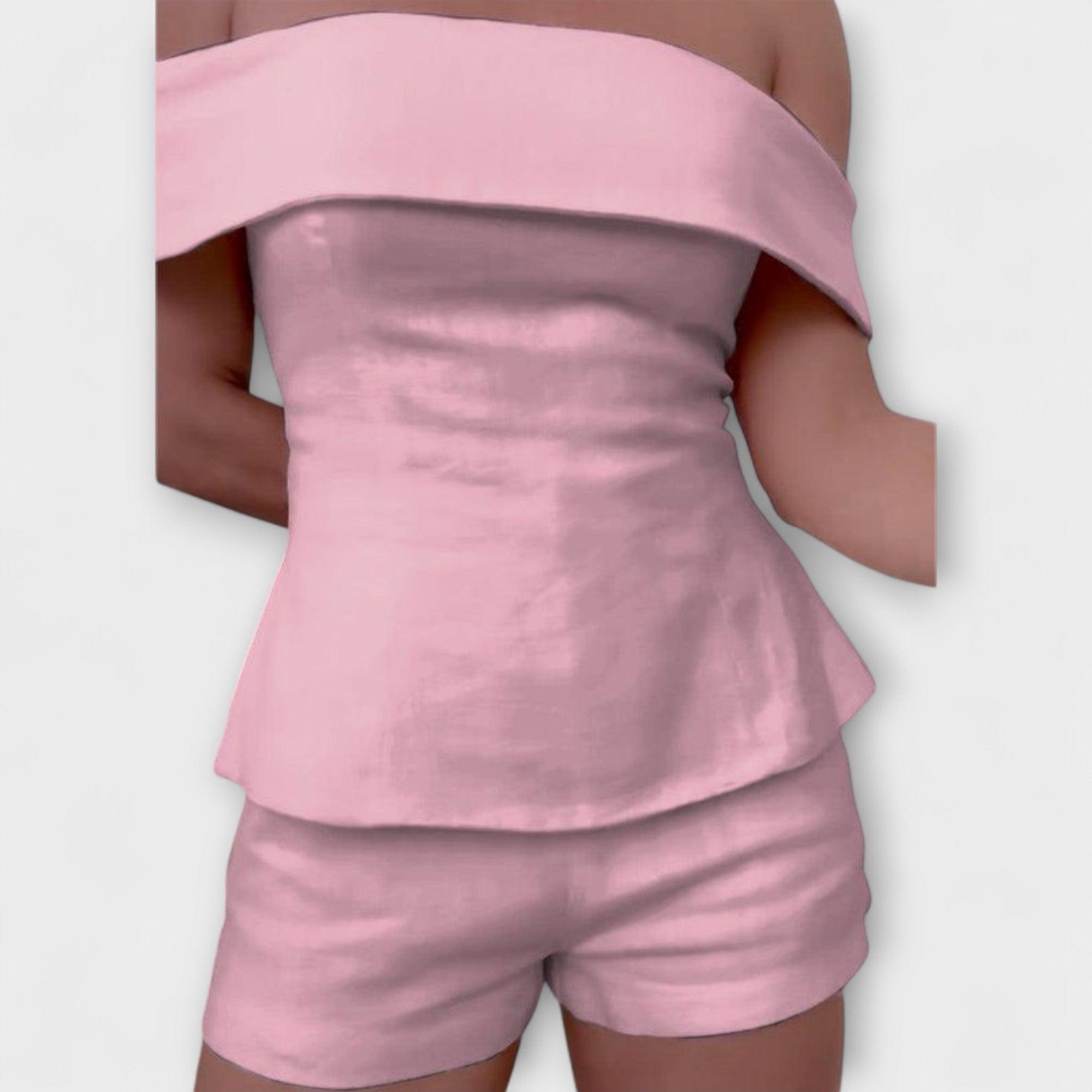 Olivia - Biely bavlneno-ľanový dvojdielny set